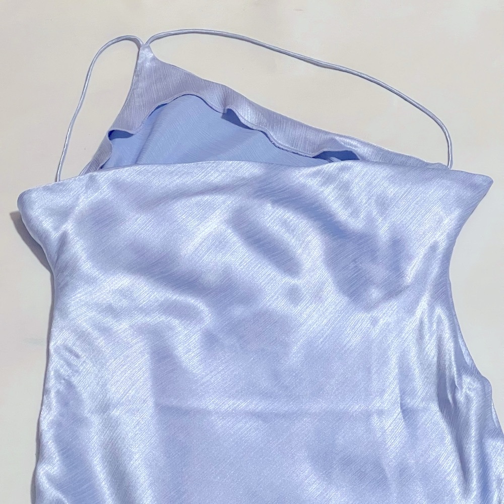 DERMA DEPARTMENT Anya Midi Light Blue Cowl Back Dress - Size 8 - Picture 9 of 14